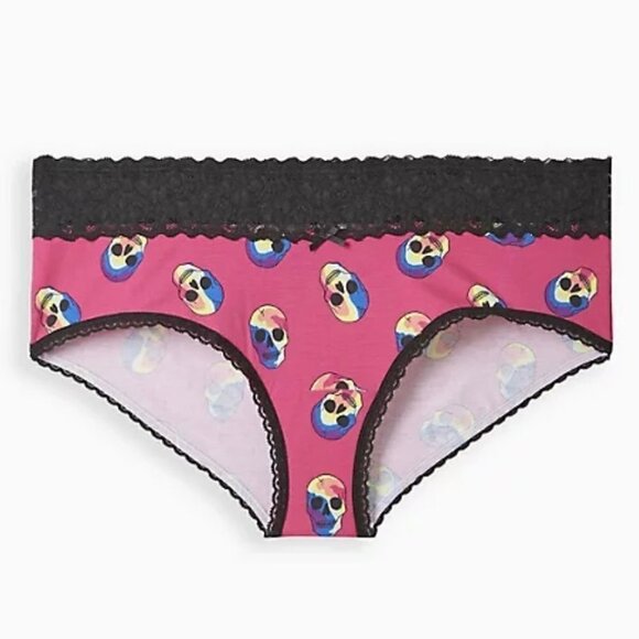 Torrid Womens NWT Pink Black Rainbow Skull Cotton Mid-Rise Cheeky Panty 4X - Picture 1 of 7